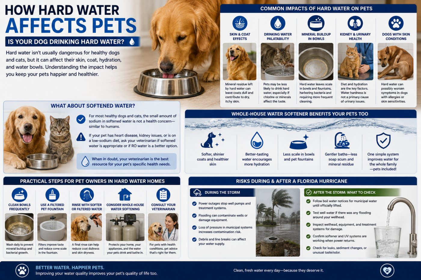 Hard water isn't dangerous for pets but can affect coat quality and drinking habits. Learn how Florida's hard water impacts dogs and cats at home.