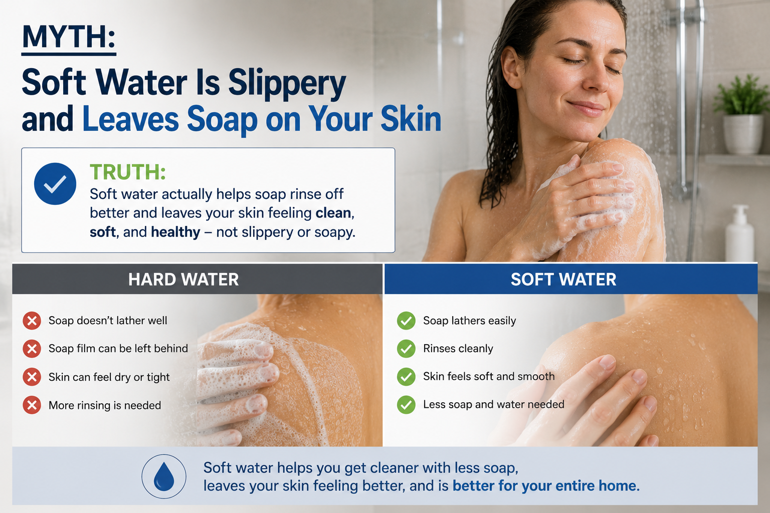 Myth: Soft Water Is Slippery and Leaves Soap on Your Skin