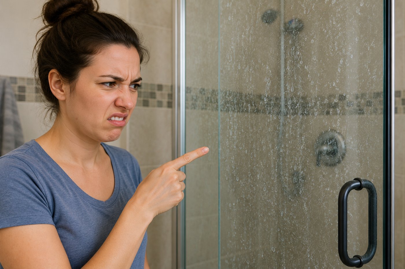 Hard Water Spots on Shower Glass